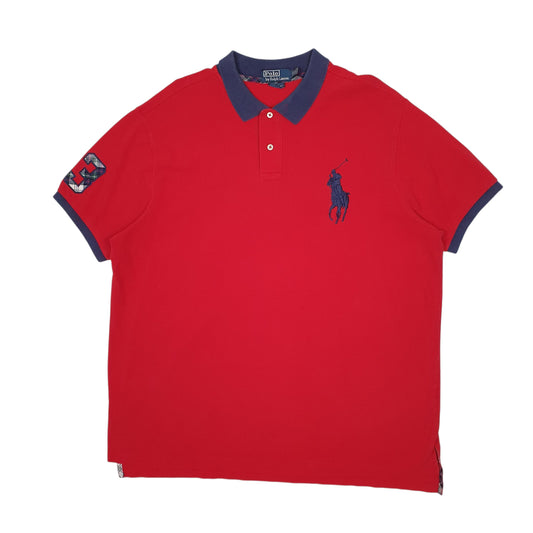 Mens Red Polo Ralph Lauren Custom Fit Short Sleeve Polo Shirt