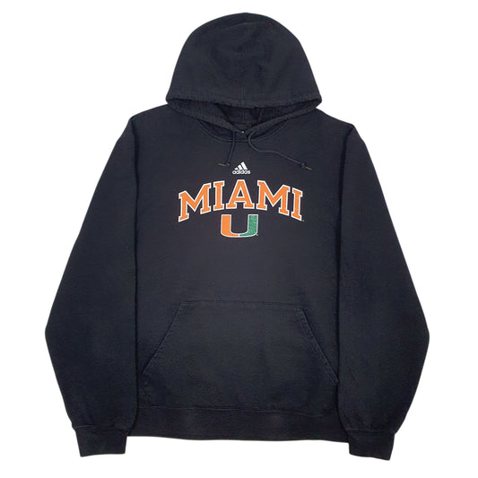 Mens Black Adidas Miami Hurricanes Hoodie Jumper