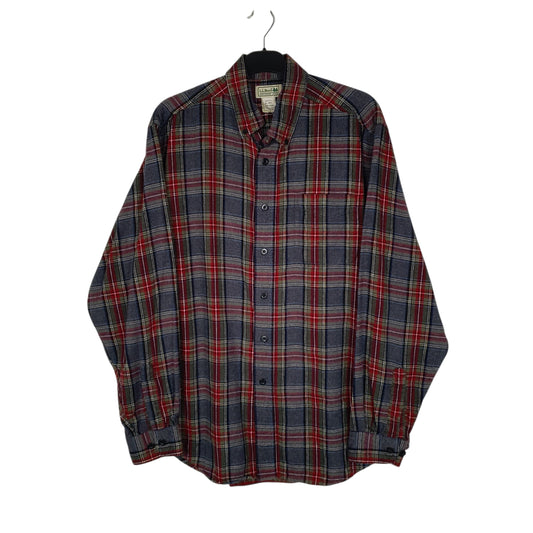 Mens Grey L.L.Bean Thick Flannel Plaid Long Sleeve Shirt
