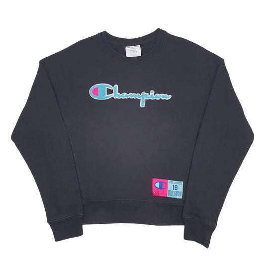 Womens Black Champion Reverse Weave Crewneck Jumper
