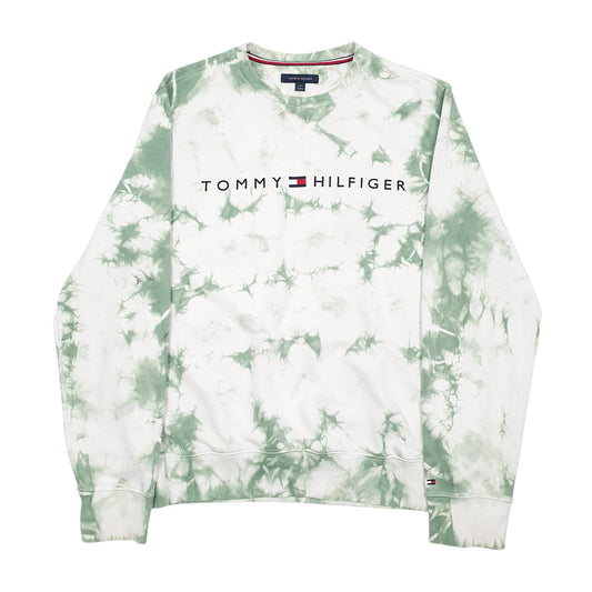 Mens White Tommy Hilfiger Spellout Crewneck Jumper