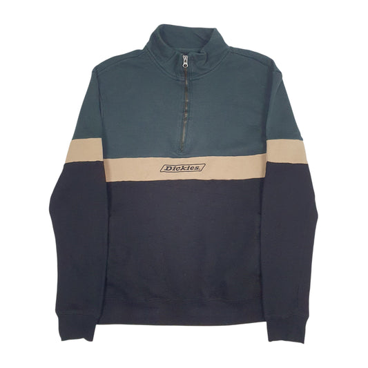 Mens Green Dickies Spellout Quarter Zip Jumper