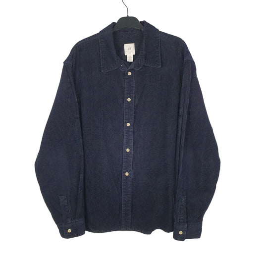 Mens Navy H&M Corduroy Long Sleeve Shirt