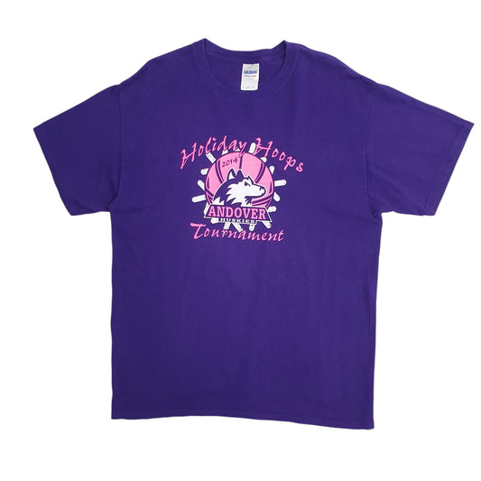 Mens Purple Gildan Basketball Short Sleeve T Shirt