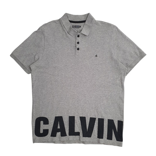 Mens Grey Calvin Klein Short Sleeve Polo Shirt