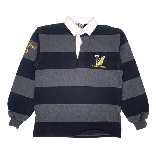 Mens Grey Barbarian Rugby Long Sleeve Polo Shirt