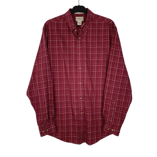 Mens Burgundy L.L.Bean Long Sleeve Shirt