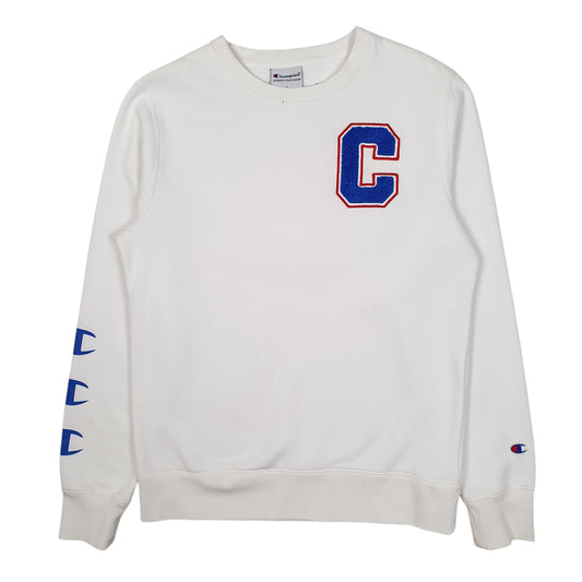 Mens White Champion Crewneck Jumper