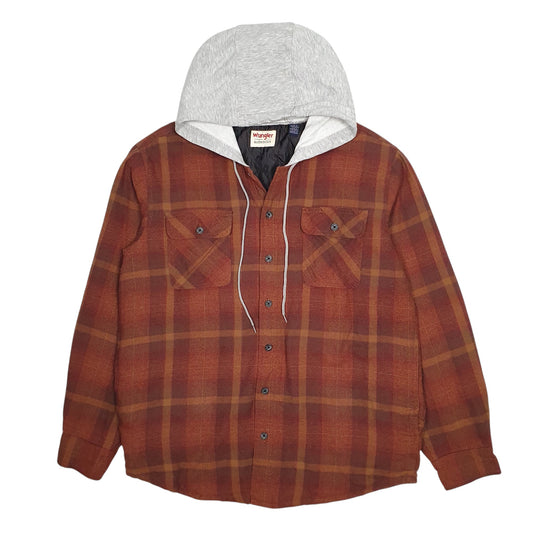 Mens Brown Wrangler Overshirt Hoodie Coat