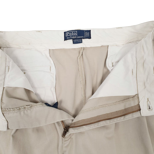 Mens Beige Polo Ralph Lauren Vintage 90s Double Pleated Hammond Pant Trousers
