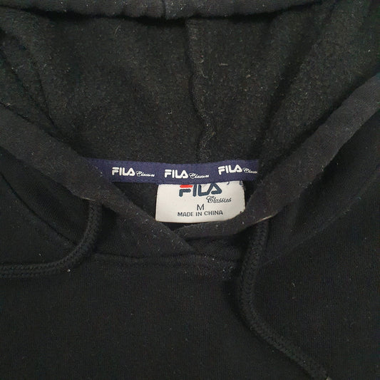 Mens Black Fila Spellout Hoodie Jumper
