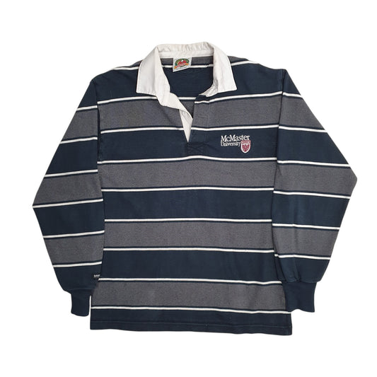 Mens Grey Barbarian Rugby Long Sleeve Polo Shirt