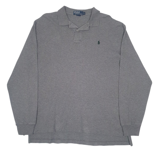 Mens Grey Polo Ralph Lauren Long Sleeve Polo Shirt