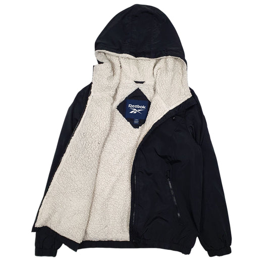 Womens Black Reebok Sherpa Lined Hoodie Coat
