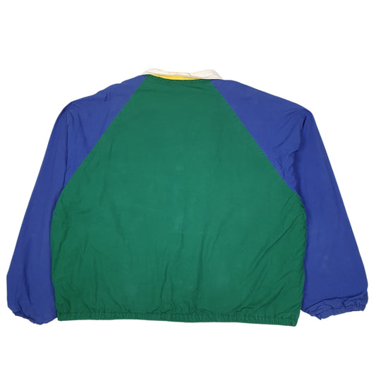 Mens Green Polo Ralph Lauren Vintage 90s Fleece Lined Bomber Crewneck Coat
