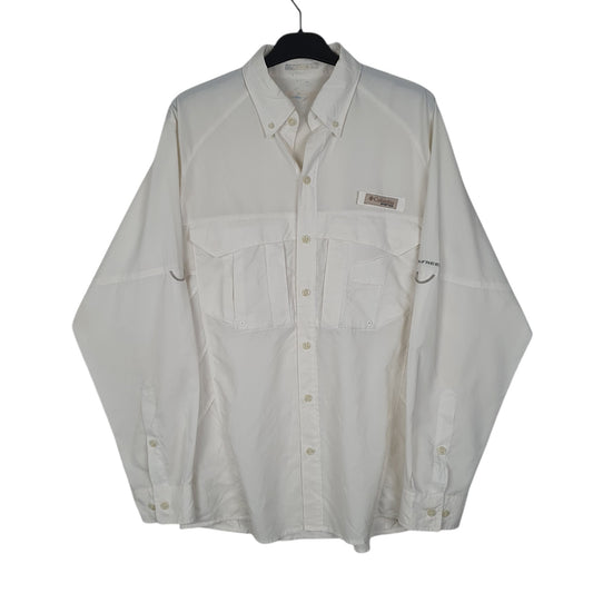 Mens White Columbia Sportswear Company Performance Fishing Gear Long Sleeve Shirt