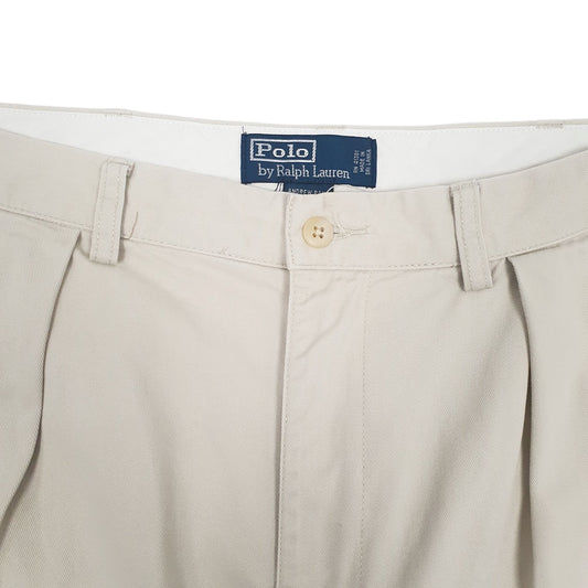 Mens Cream Polo Ralph Lauren Andrew Pant Double Pleated Trousers