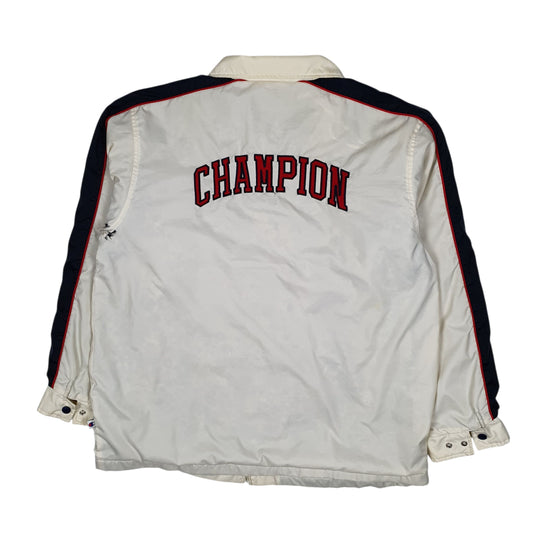 Mens White Champion Fleece Lined V Neck Coat