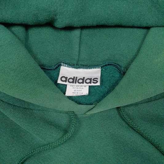 Mens Green Adidas Vintage 90s Made In USA Spellout Hoodie Jumper