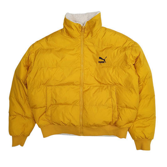 Womens Yellow Puma Reversible Sherpa Coat