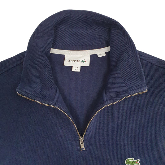 Mens Navy Lacoste Quarter Zip Jumper