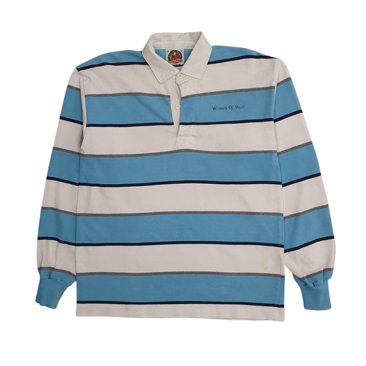 Mens Blue Barbarian Rugby Long Sleeve Polo Shirt