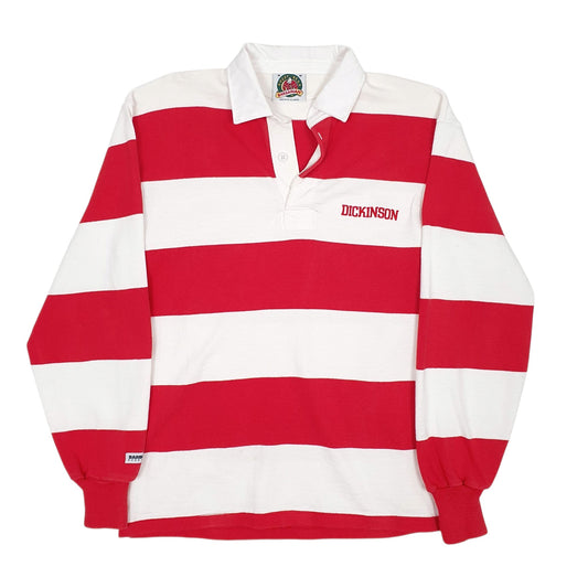 Mens White Barbarian Rugby Long Sleeve Polo Shirt