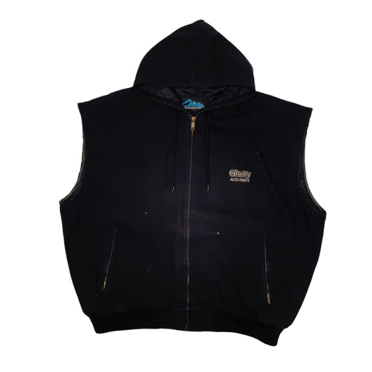 Mens Black Tri-Mountain Active Hoodie Gilet Vest Coat