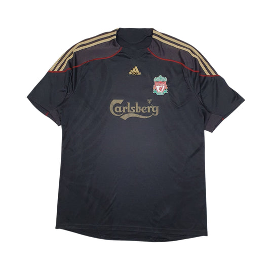 Mens Grey Adidas 2009/10 Liverpool FC Away Gerrard Football Short Sleeve T Shirt
