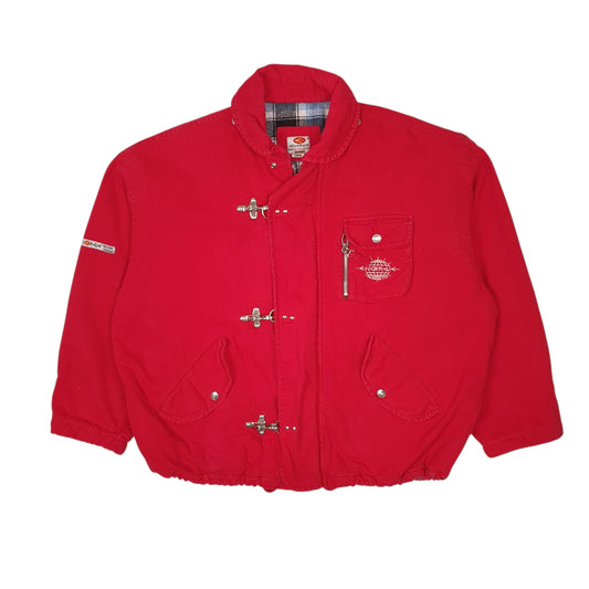 Mens Red Energie Vintage 90s Padded Bomber Windbreaker Coat