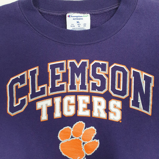 Mens Purple Champion Clemson Tigers USA College Crewneck Jumper