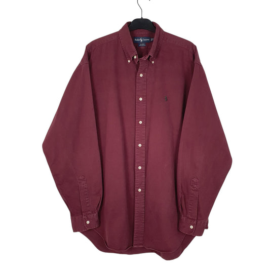 Mens Burgundy Ralph Lauren Long Sleeve Shirt