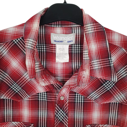 Mens Red Wrangler Western Pearl Snap Shirt