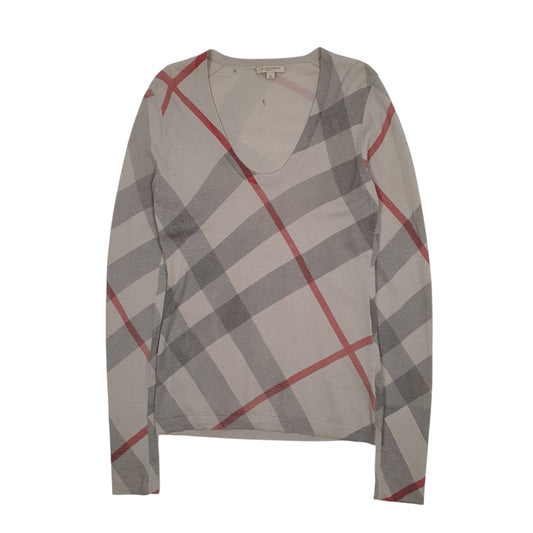 Womens Cream Burberry V Neck Jumper