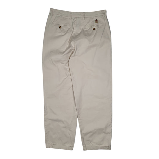 Mens Cream Tommy Hilfiger Vintage 90s Double Pleated Trousers
