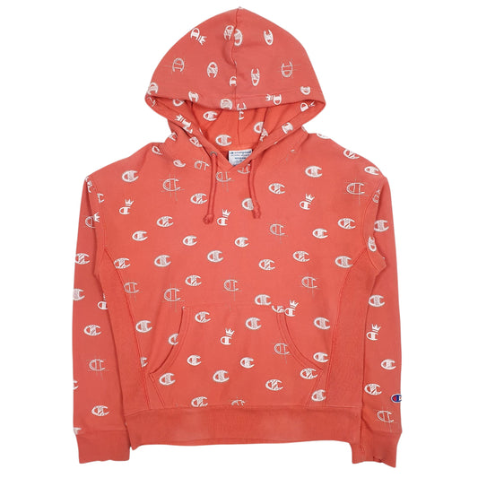 Mens Red Champion Reverse Weave Hoodie Jumper