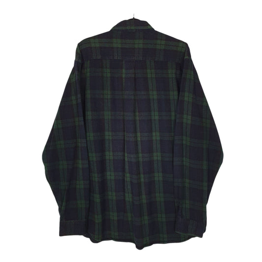 Mens Navy L.L.Bean Scotch Plaid Flannel Shirt