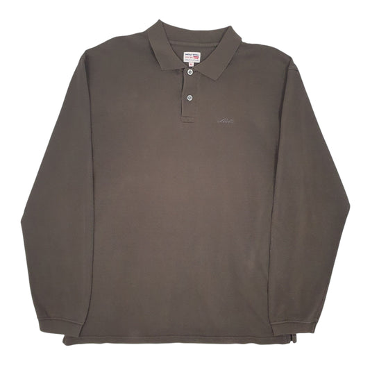 Mens Grey Levis Long Sleeve Polo Shirt