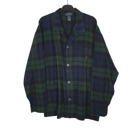 Mens Navy Polo Ralph Lauren Cardigan Plaid Long Sleeve Shirt