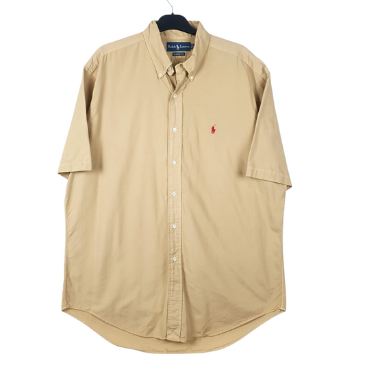 RALPH LAUREN Brown Shirt Classic Fit Short Sleeve Casual Cotton Mens L