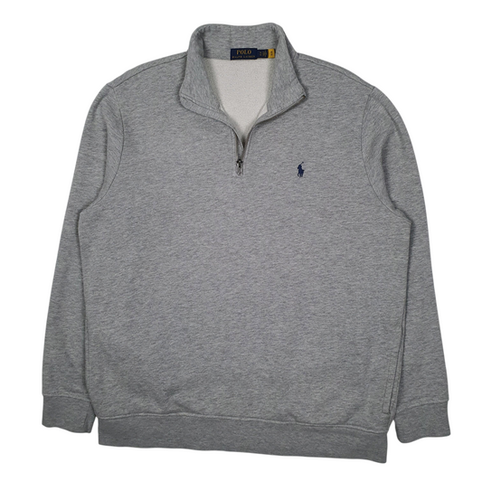 POLO RALPH LAUREN Quarter Zip Cotton Jumper Sweatshirt Mens XL