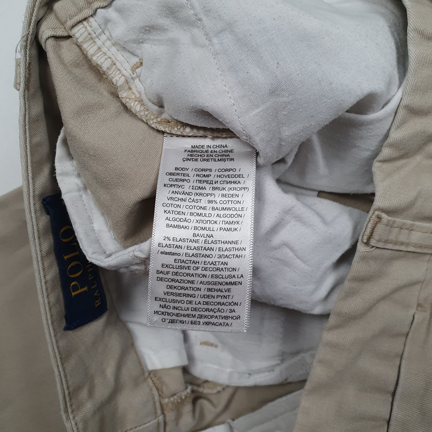 POLO RALPH LAUREN Straight Pant Chino Trousers Beige Mens W28 L30
