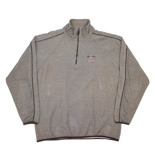 Hard Rock Cafe Vintage 90s Quarter Zip Cotton Blend Sweatshirt Jumper Mens XL