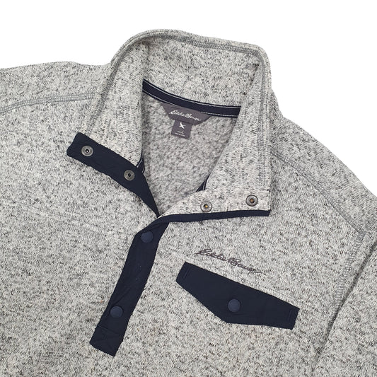 Eddie Bauer Popper Quarter Zip Fleece L Grey