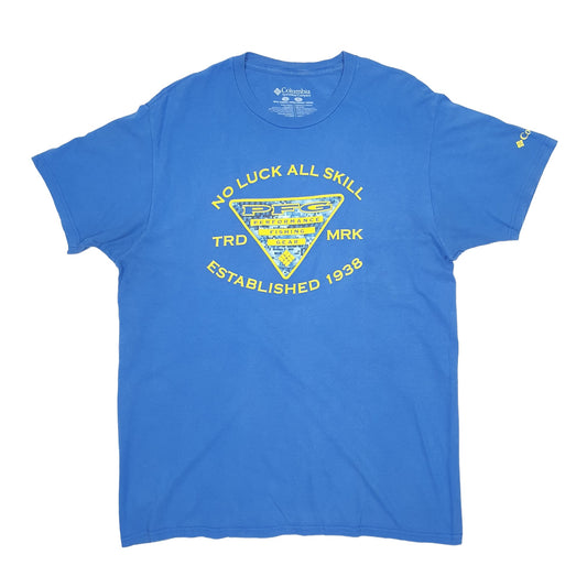Mens Blue Columbia Sportswear Performance Fishing Gear PFG Short Sleeve T Shirt