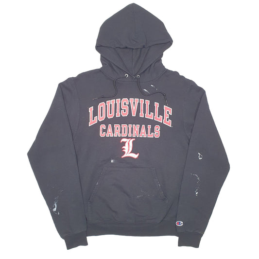 Mens Black Champion Louisville Cardinals American Football Hoodie Jumper