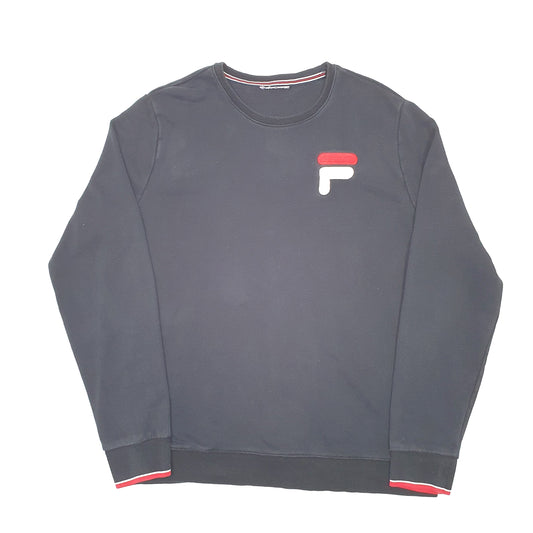Mens Black Fila Crew Jumper