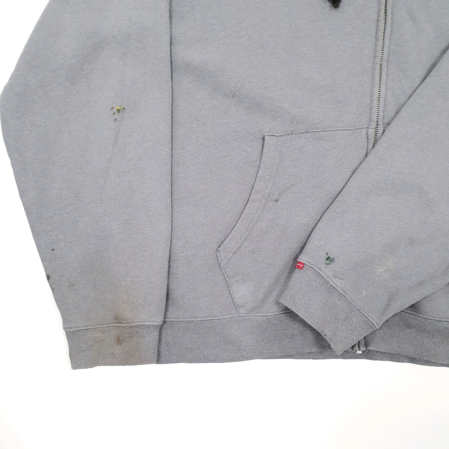 Mens Grey Levis Spellout Hoodie Full Zip Jumper