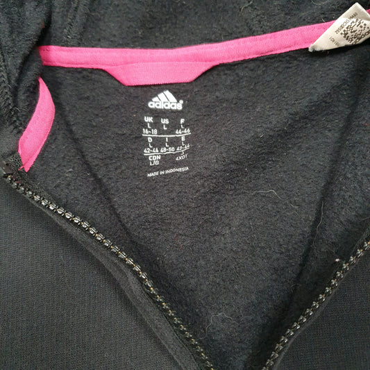 Womens Black Adidas Hoodie Full Zip Jumper