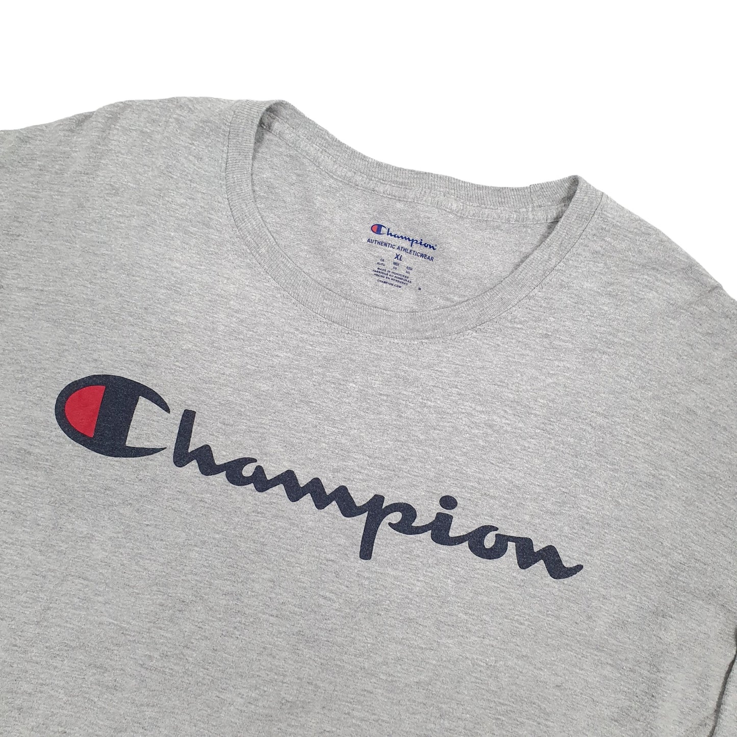 Champion Spellout Long Sleeve T Shirt Grey